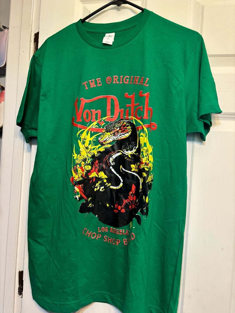 Von Dutch Los Angeles Chop Shop Snake Graphic T-Shirt Green M